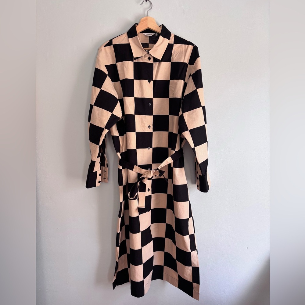 MARIMEKKO RASTERI KUKKO JA KANA COTTON LINEN DRESS size 42 (US 10-12)